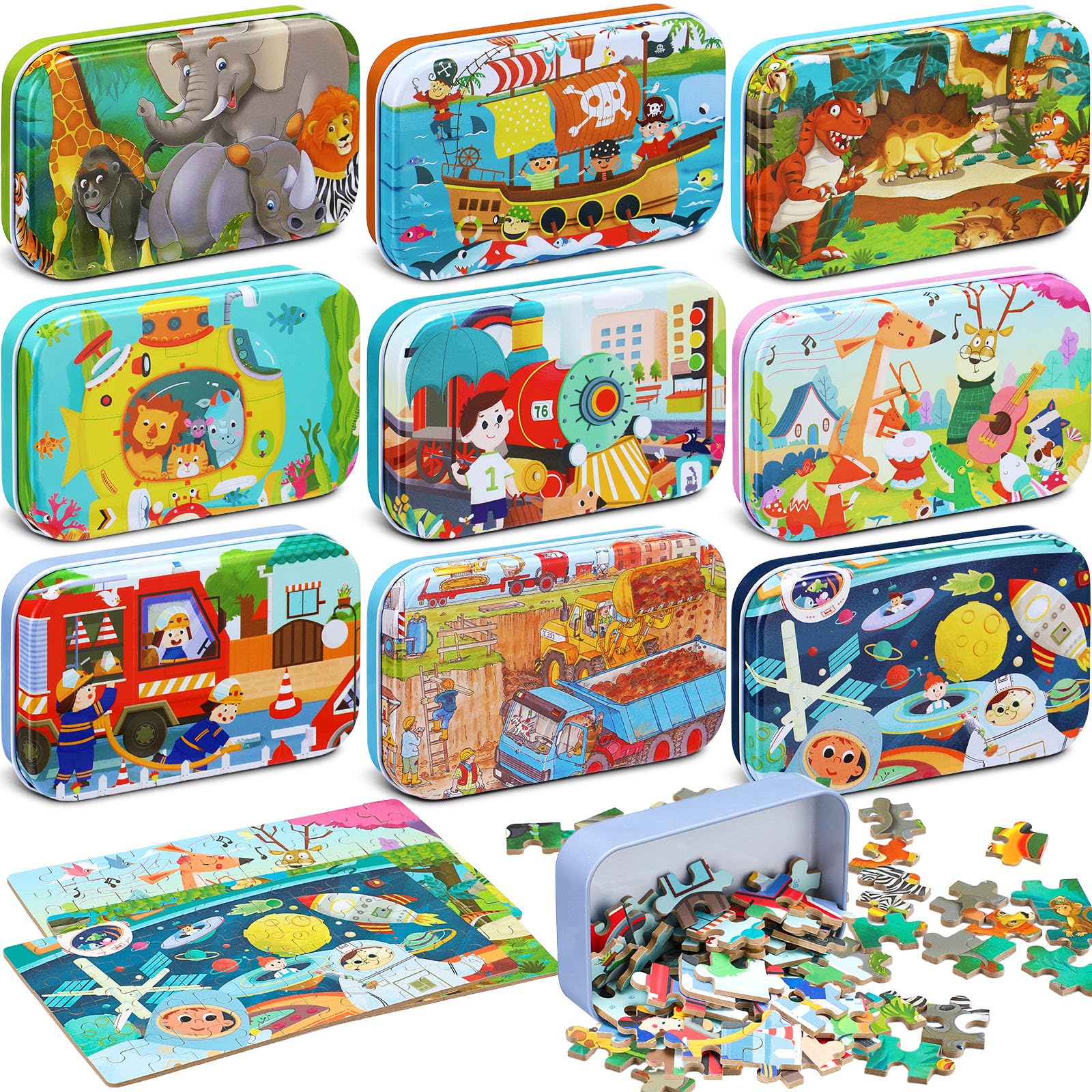 Amazon.com: Libima 9 Boxes Party Favors Jigsaw Puzzles in a Metal